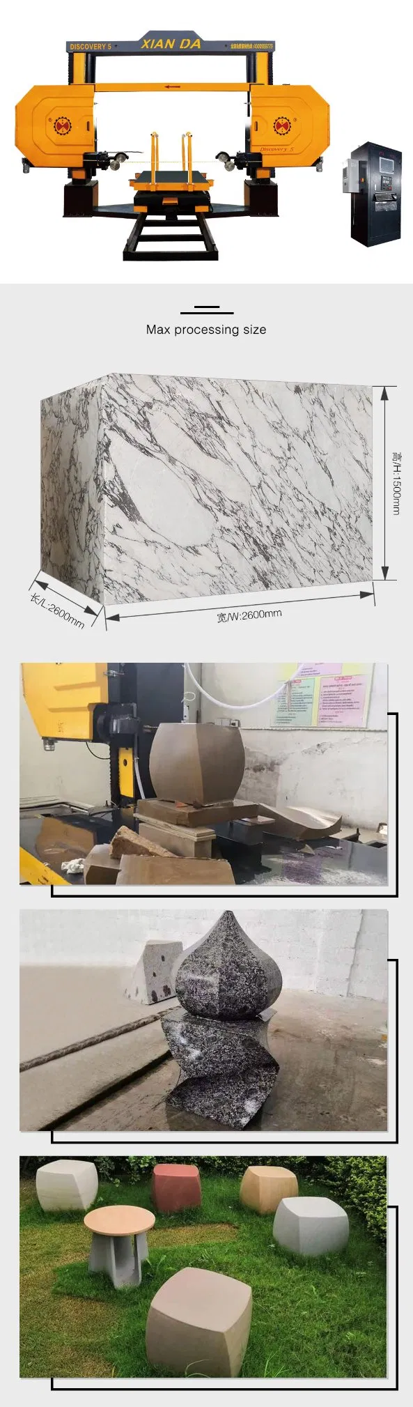 5 Axis CNC Diamond Wire Saw Machine with 360° Rotating Worktable and 11kw Main Motor for High Precision Stone Cutting 0