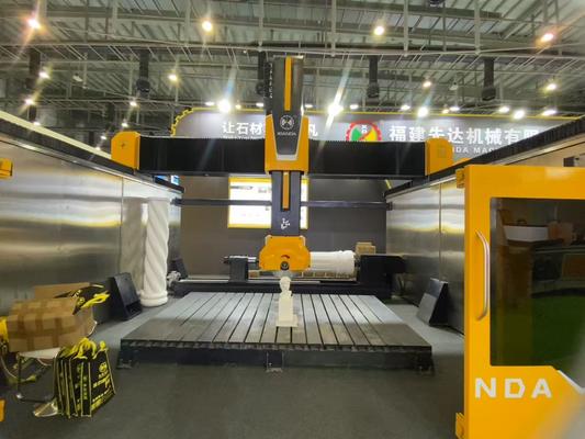 5 অক্ষ CNC রাউটার সঙ্গে 20 kW BT40 স্পিন্ডল ট্রু 5-অক্ষ যুগপত নিয়ন্ত্রণ এবং নির্ভুল পাথর কাটার জন্য হাইব্রিড টেবিল ডিজাইন