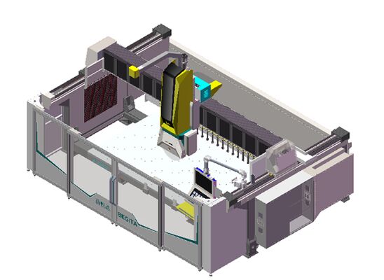 5 অক্ষ CNC রাউটার সঙ্গে 20 kW BT40 স্পিন্ডল ট্রু 5-অক্ষ যুগপত নিয়ন্ত্রণ এবং নির্ভুল পাথর কাটার জন্য হাইব্রিড টেবিল ডিজাইন
